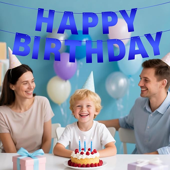 DIY Banner Kit with Letters Bright Blue Customizable Birthday Banners - Image 7