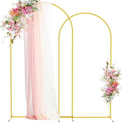 Wedding Arch Backdrop Stand 7.2FT, 6.6FT Gold Metal Arch Stand Set | Metal Arch by Wokceer