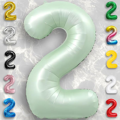 Green Number Balloon 2 Mylar Foil Balloons 32 inch - Image 3