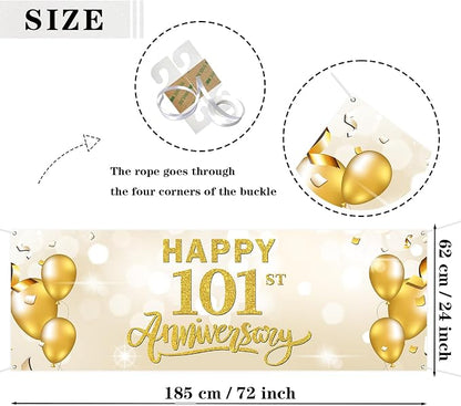WeBenison Large Happy101st Anniversary Banner Anniversary Garden Backdrop - Image 2