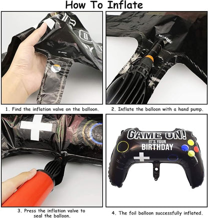 5 Pieces Video Game Party Balloons, Giant Video Game Controller Mylar Foil - Image 3