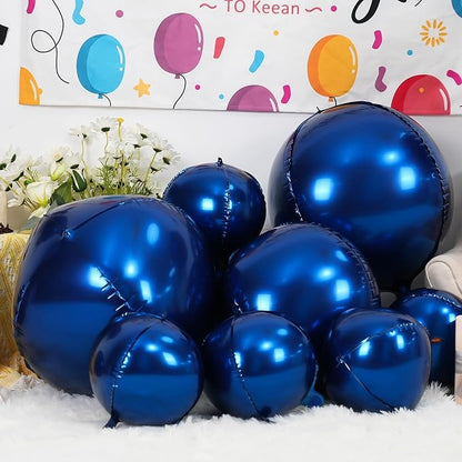12Pcs Navy Blue Round Foil Balloons, Metallic Blue Foil Balloon - Image 4