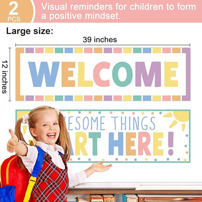 Classroom Decorations Pastel Welcome Banner Poster - Image 2