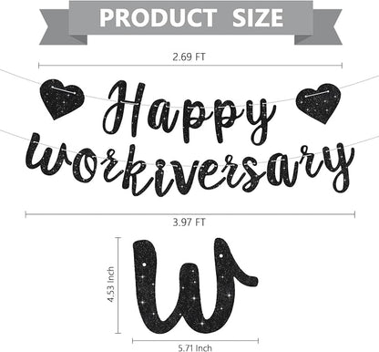 Black Glitter Happy Workiversary Banner - Image 3