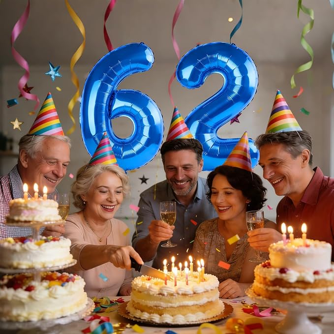 40 Inch Number 62 Balloons for 62nd Birthday Party Decorations, 0-100 Dark Blue - Image 2