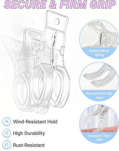 10 Pack Balloon Arch Clips 3.5 Inch Clear Plastic Spring Clamps Invisible - Image 3