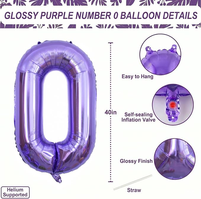 Purple Number 20 Balloon 40 Inch, Large Lavender Foil Mylar Number 20 Balloons - Image 4