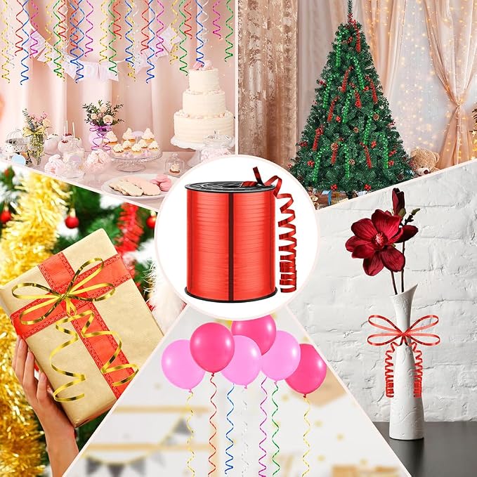 Christmas Ribbon, 500 Yard Red Curling Ribbons - Image 4