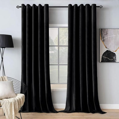 MIULEE Velvet Curtains Halloween Black 66 x 84 Inch Length Set of 2 | Grommet by MIULEE