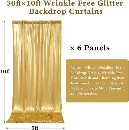 Outpain 30x10ft Gold Sequin Backdrop Curtains, Wrinkle Free Glitter Backdrop - Image 7