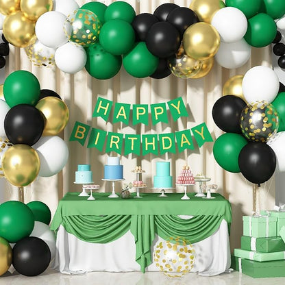Black Gold Green Balloons 60 Pcs Dark Green White Black Metallic Gold Balloons - Image 4