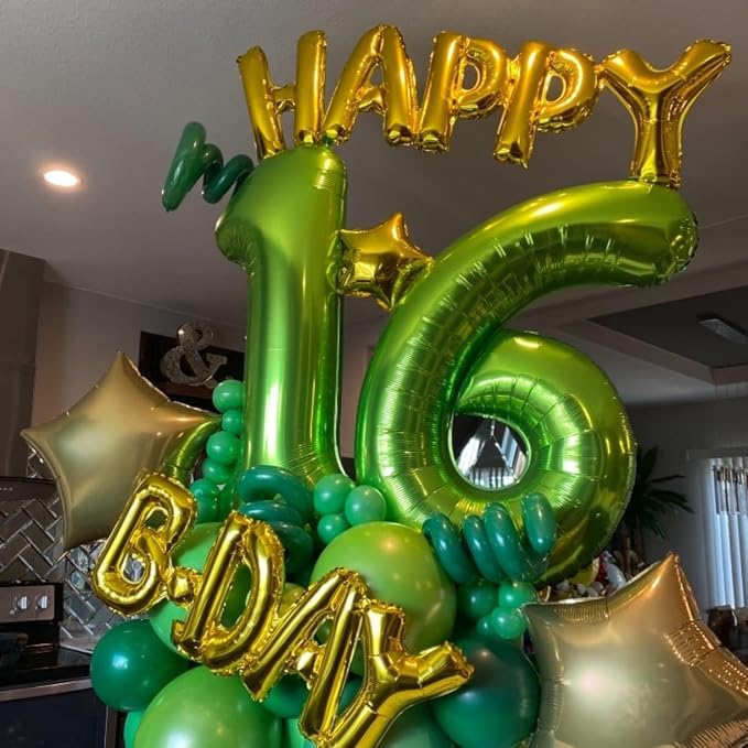 40 Inch Green Large Number Balloons Set 0-9, Self Inflate Foil Number 0 Helium - Image 7