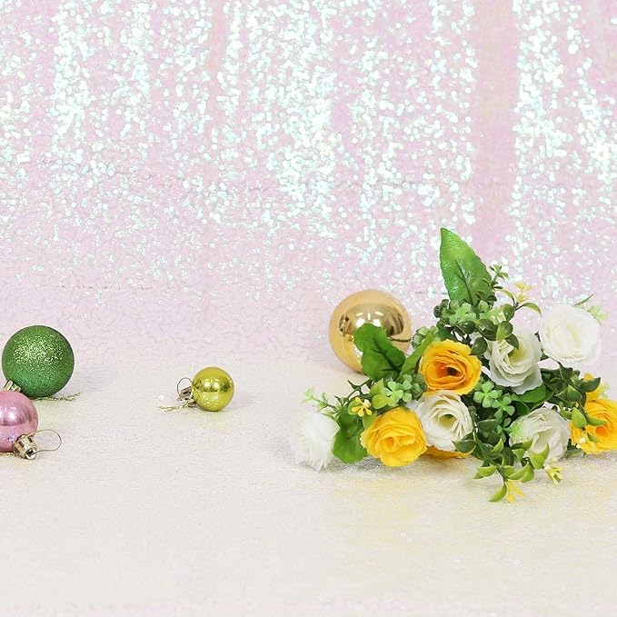Eternal Beauty White Iridescent 3mm Sequin Backdrop 5x7 Ft - Image 7