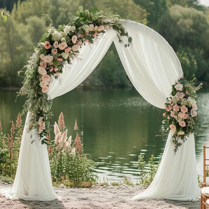 Ivory Wedding Arch Draping Fabric Backdrop Drapes Sheer 3 Panels | 28.7"x20FT - Image 5