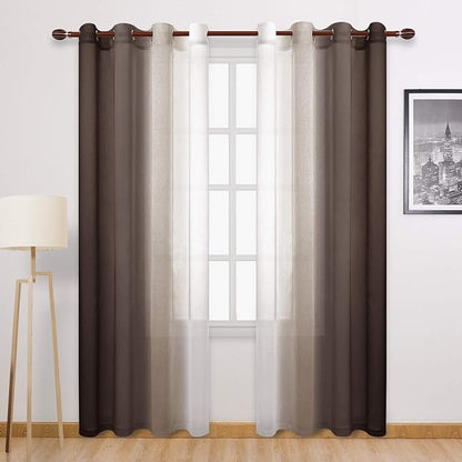 DWCN Ombre Faux Linen Sheer Curtains by DWCN