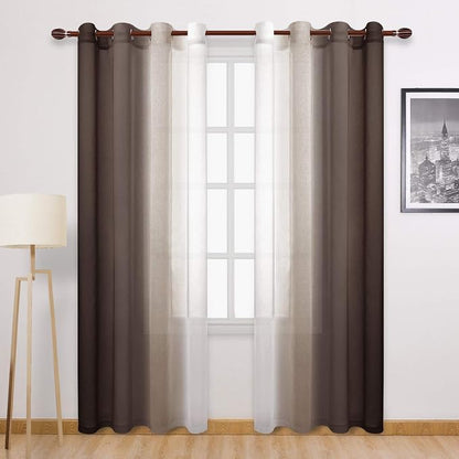 DWCN Faux Linen Ombre Sheer Curtains by DWCN