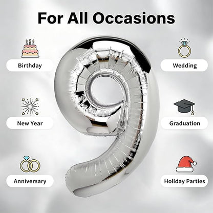 Number Balloons Silver Party Balloon - Image 5
