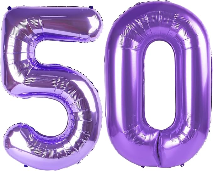 50 Balloon - Purple Birthday Number Balloons, 40 Inch Decorations Men Women | by ALPHADELTAPI