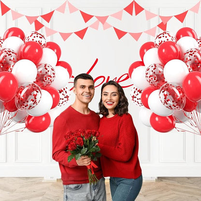 60pcs Red and White Balloons 12inch - Image 6