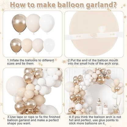 164Pcs White Sand Champagne Gold Balloons Garland Arch Kit | Different Sizes 18 - Image 7