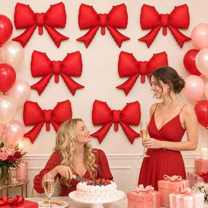 8Pcs Red Bow Foil Balloons, 21Inch Red Bow Shaped Balloons - Image 4