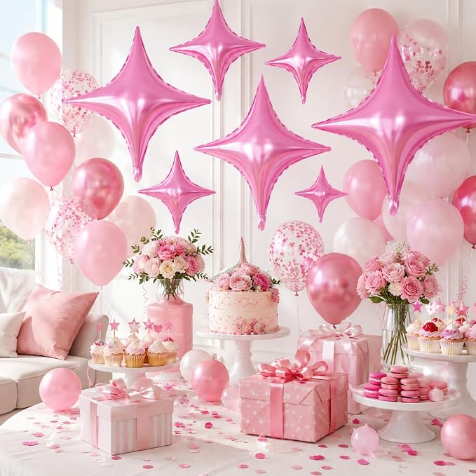 Pink Star Balloons, 26 Inch and 10 Inch Pink Stars Shaped Balloon - Image 5