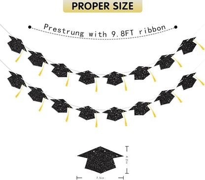 Graduation Decorations Class of 2026 Black Graduation Cap Banner - Image 4