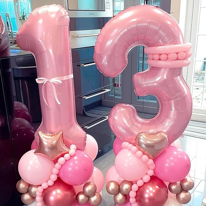 Pastel Pink 4 Balloon Number, 40 Inch Light Pink 4 Balloons Large Helium Foil - Image 6