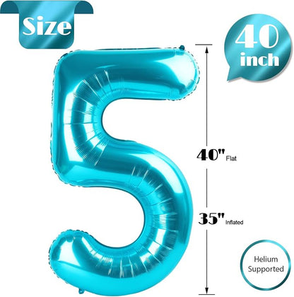 Light Blue Number 5 Balloon 40 Inch - Image 5