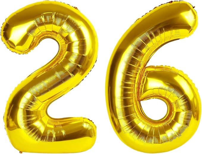 40 Inch Gold Mylar Foil Number 26 62 Birthday Balloon, 26 Boy Girl Party by Upgesy