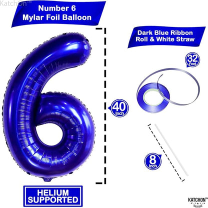 KatchOn, Giant Navy Blue Number 6 Balloon - Image 4