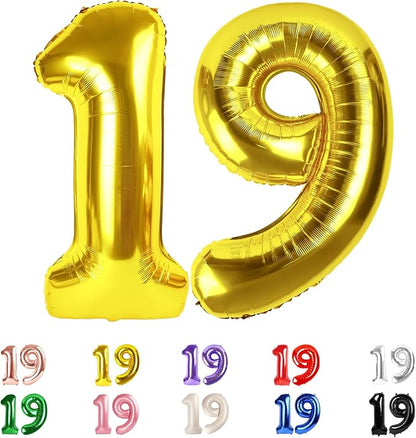 19 Balloon Numbers 40Inch for 19th Year Old Birthday Decorations, Inflation by Mluchee