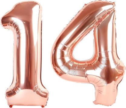 Balloons Number 40 Inch Rose Gold 14 Balloon by Mluchee
