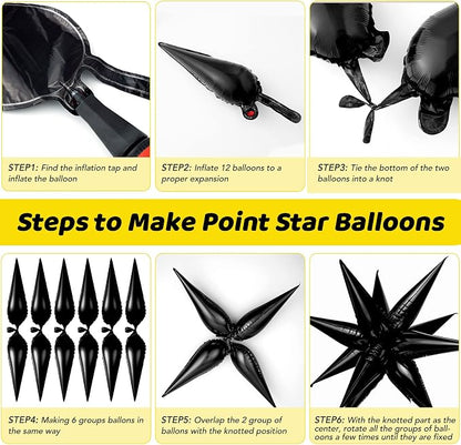Black Star Balloons, Spike Cone Mylar Balloon - Image 4