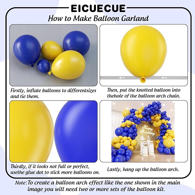 Blue and Yellow Balloons Garland Arch Kit 154Pcs - Image 3
