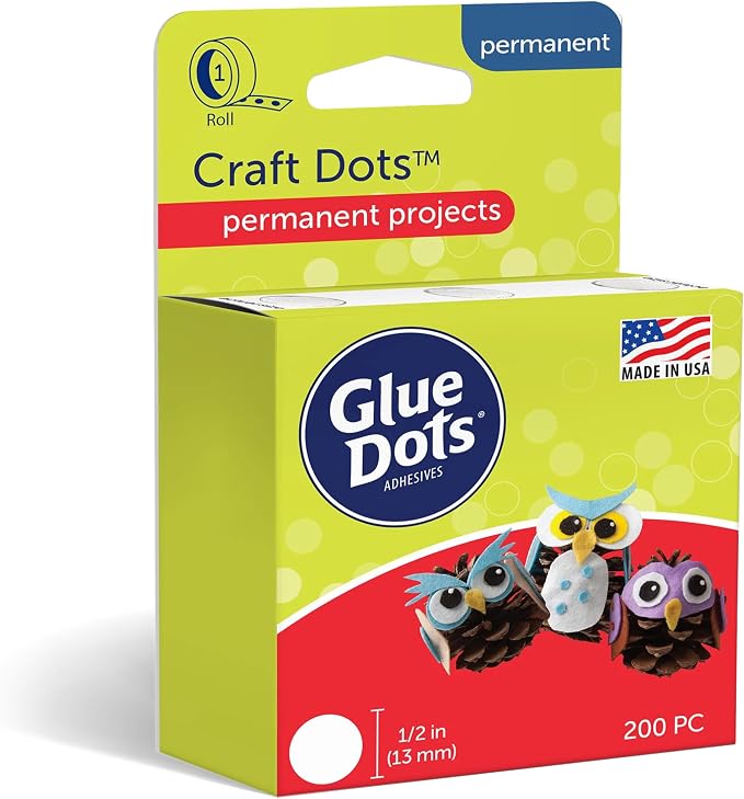 Glue Dots, Craft Dots, Double-Sided, .5 Inch, 200 Dots, DIY Craft Glue Tape by GlueDots