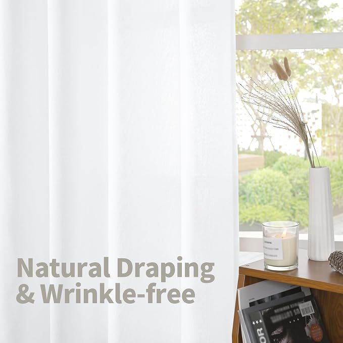 YoungsTex Short White Linen Curtains - Image 4