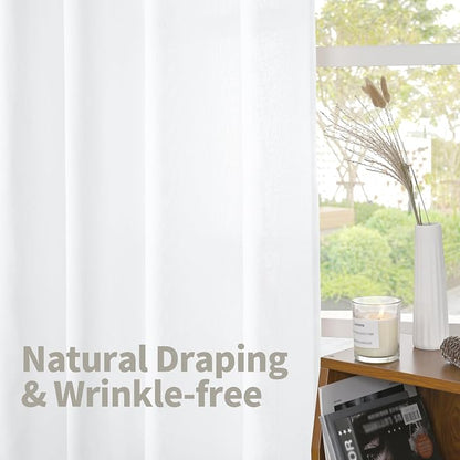 YoungsTex 40 Inches Long White Linen Curtains, Short Drapes - Image 5