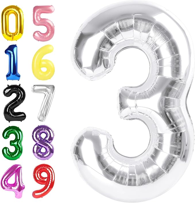 Number Balloons 40 Inch Silver 2 Balloon by Argthjy