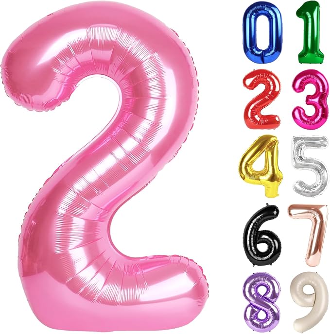 2 Balloon - Pink Birthday Number Balloons, 40 Inch Decorations Men Women | Pink by ALPHADELTAPI