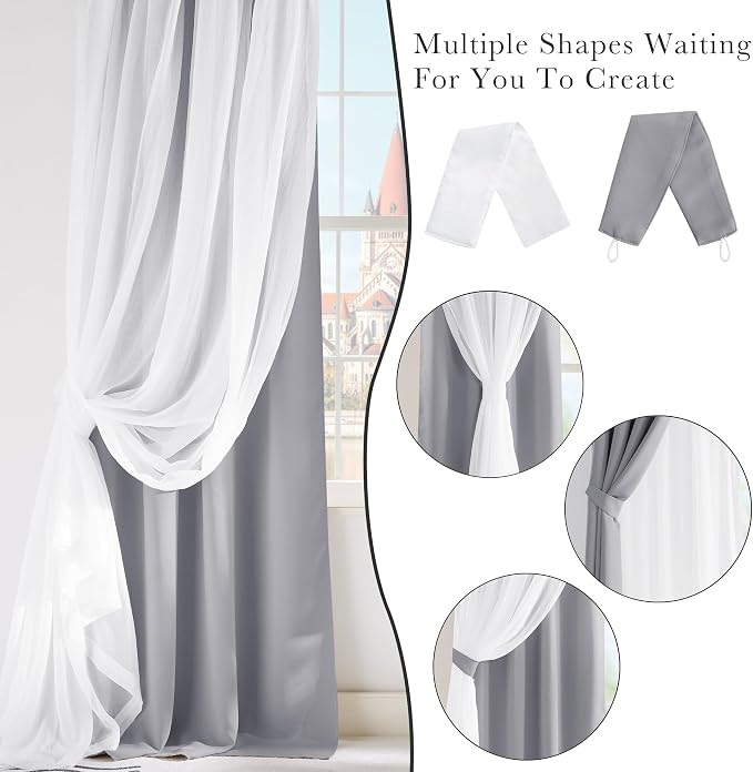 PONY DANCE Living Room Blackout Curtains, 95 Long | White Sheer Curtains - Image 9