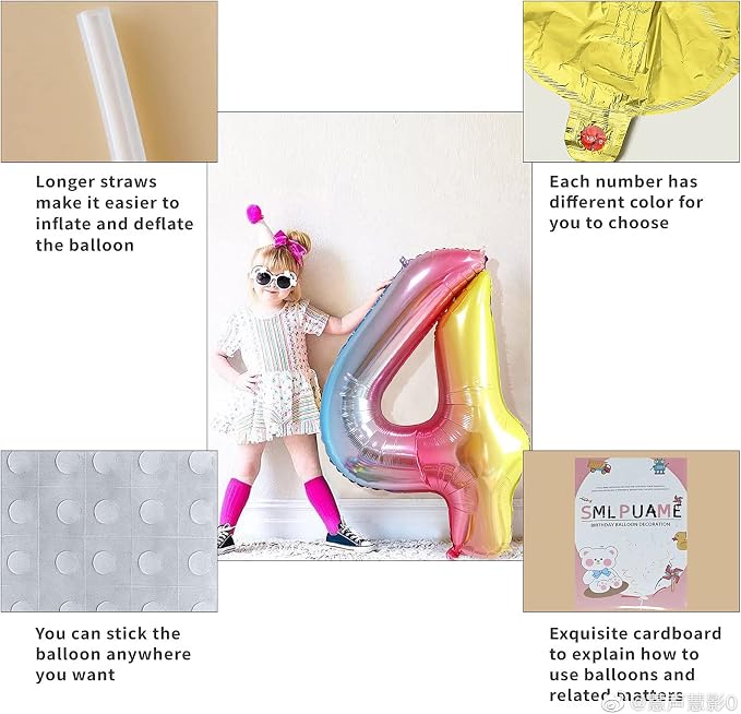 40 Inch Number Balloons 0-9 Rainbow Gradient Large Number 0 Balloons, Digital - Image 5