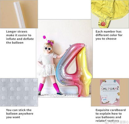 40 Inch Number Balloons 0-9 Rainbow Gradient Large Number 0 Balloons, Digital - Image 5