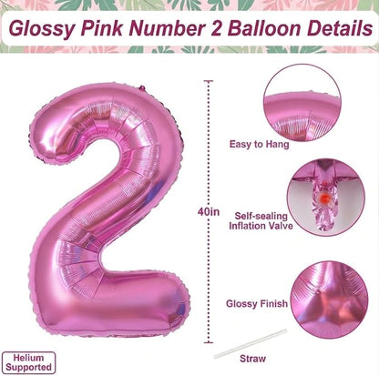 Pink Number 12 Balloon 40 Inch, Sleek Metallic Foil Party Supplies | Stunning - Image 4