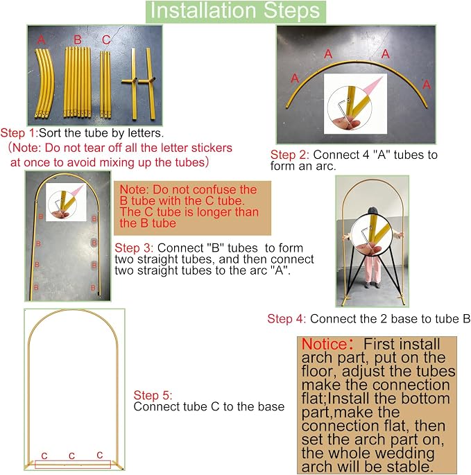 6.6FT Metal Arch Backdrop Stand Gold Wedding Balloon Frame Pergola Arbor | - Image 7