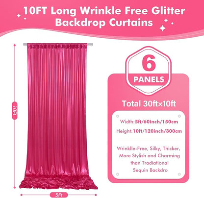 30x10ft Shimmer Hot Pink Sequin Backdrop Curtain - Image 7