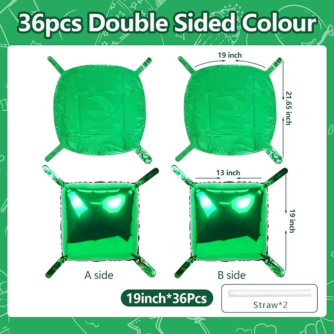 NISOCY 36PCS Metallic Green Square Foil Balloons Wall Backdrop | Double Sided - Image 2