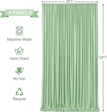 4 Panels Sage Green Backdrop Curtains - Image 5