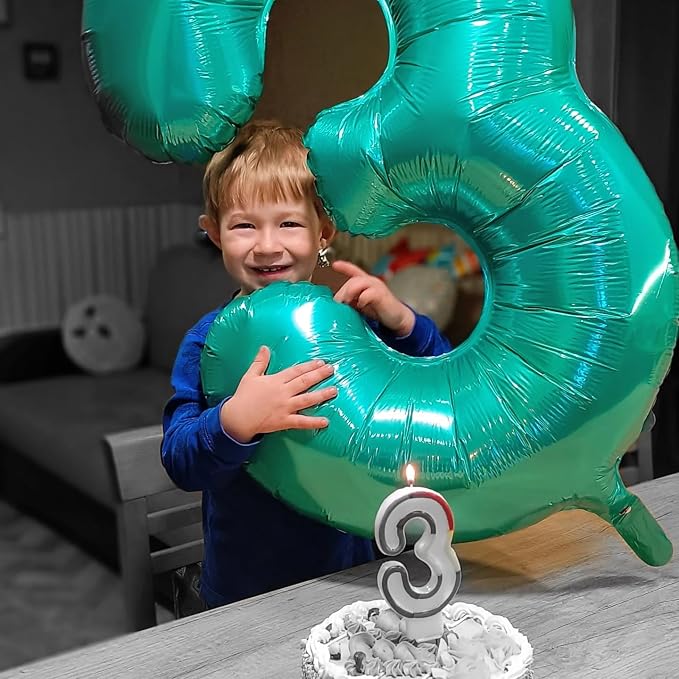 8 Balloon - Teal Birthday Number Balloons, 40 Inch Decorations Men Women | Teal - Image 9