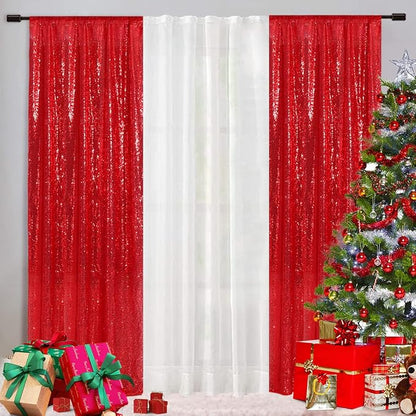 Eternal Beauty Red Sequin Backdrop Curtains, 2 Panels 3x7FT | 3mm Sparkle - Image 5